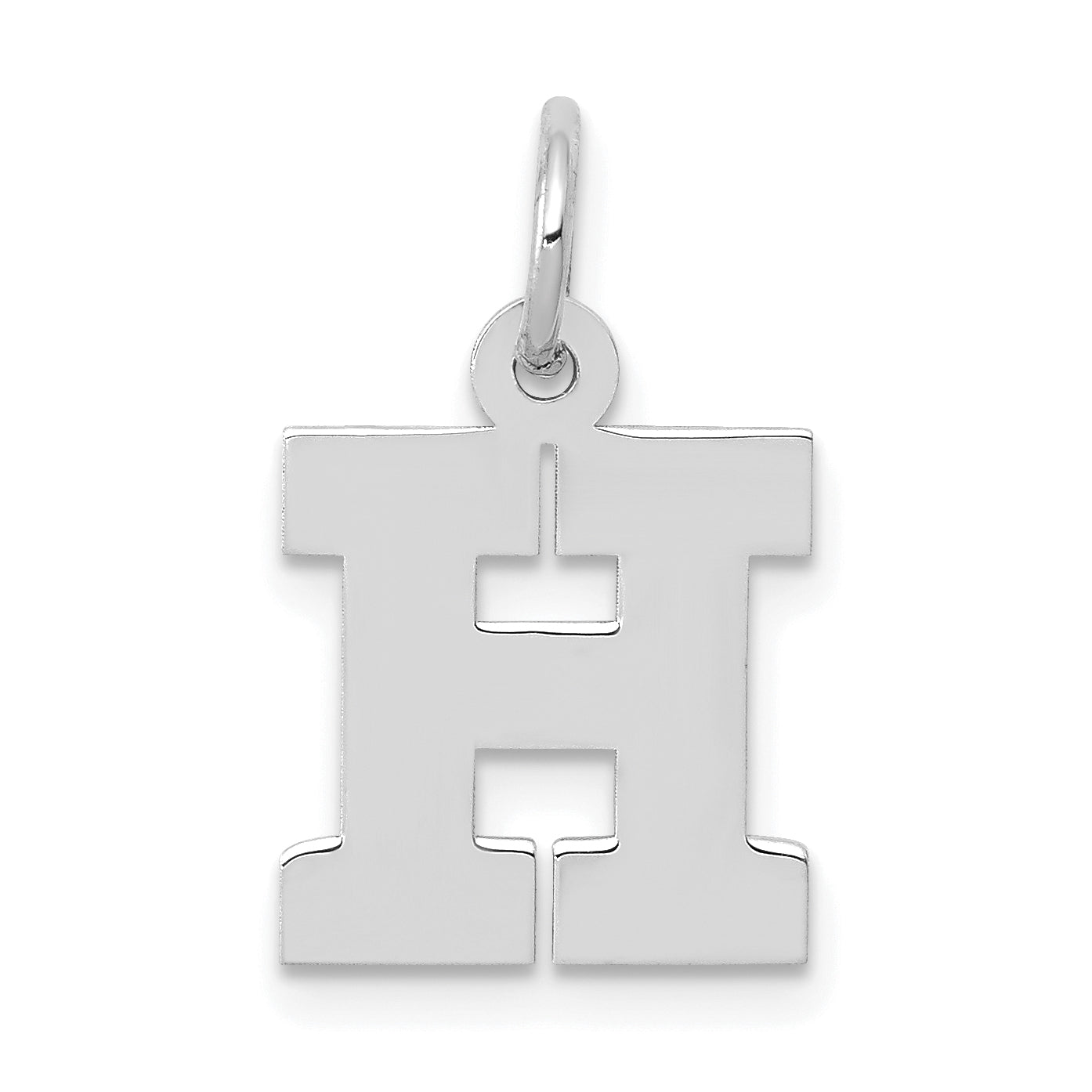 10k White Gold Small Block Initial H Charm Main image