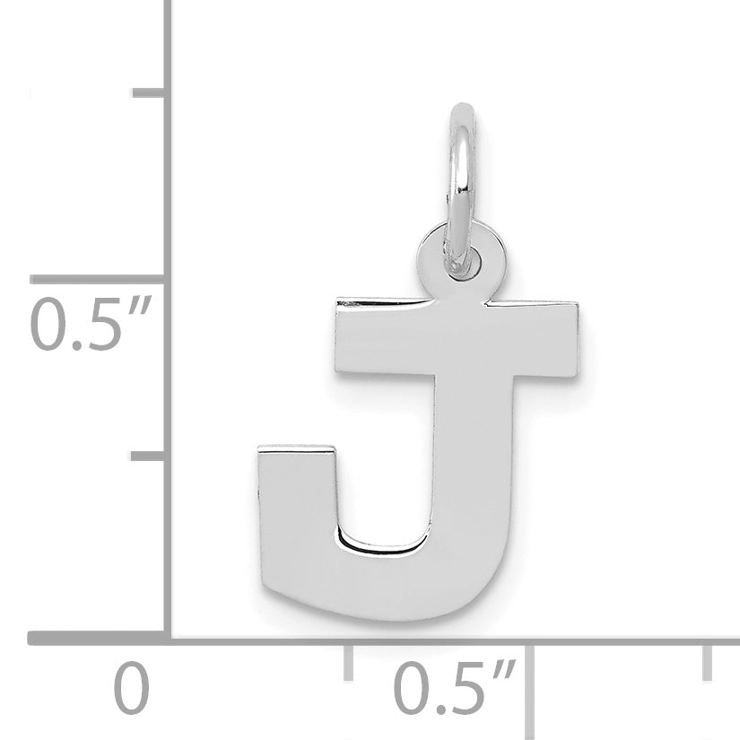 10k White Gold Small Block Initial J Charm Secondary image