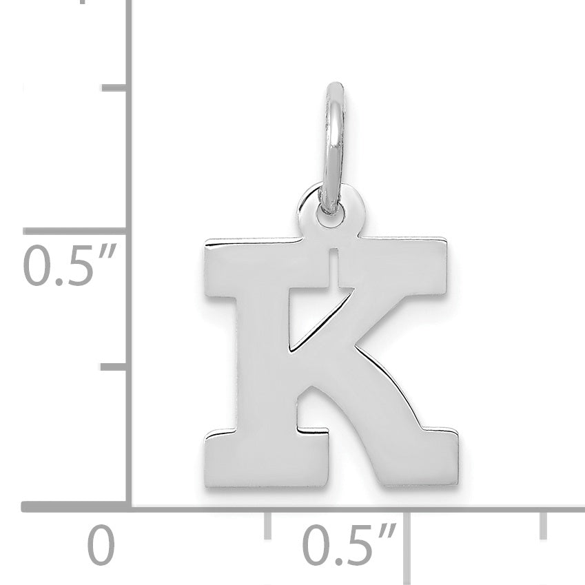 10k White Gold Small Block Initial K Charm Secondary image