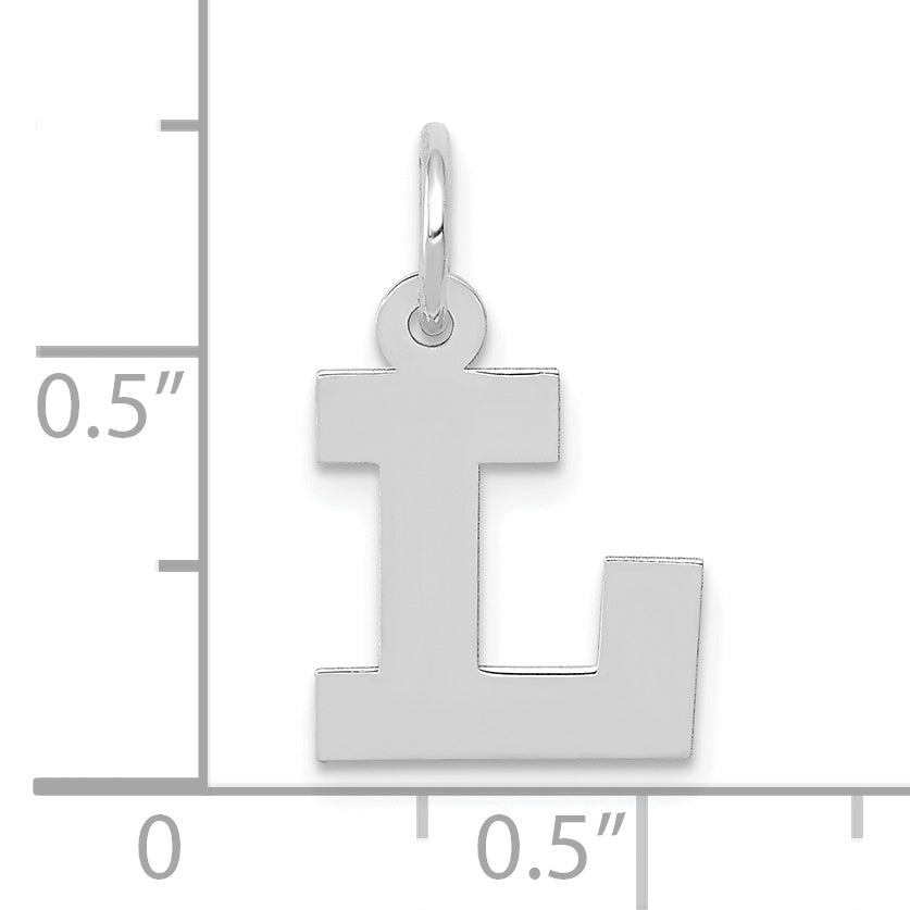 10k White Gold Small Block Initial L Charm Secondary image