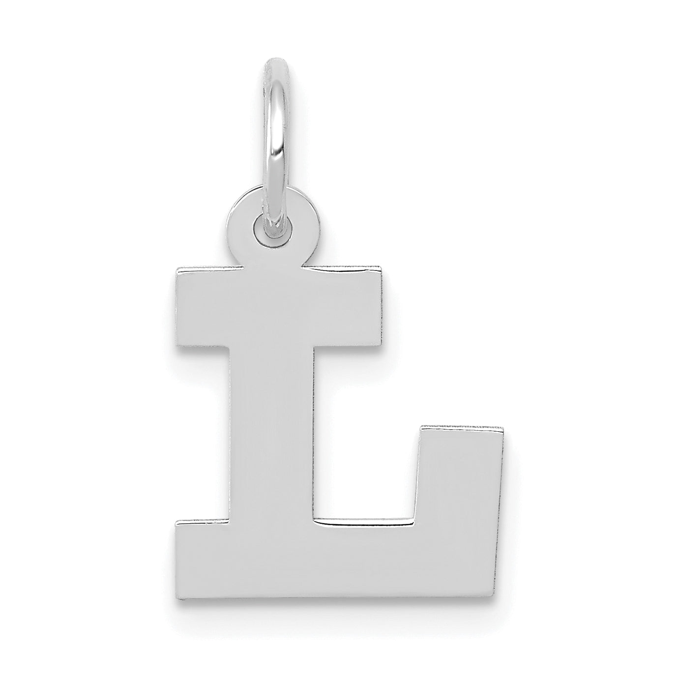 10k White Gold Small Block Initial L Charm Main image