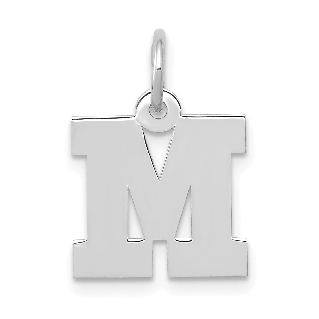 10k White Gold Small Block Initial M Charm Main image