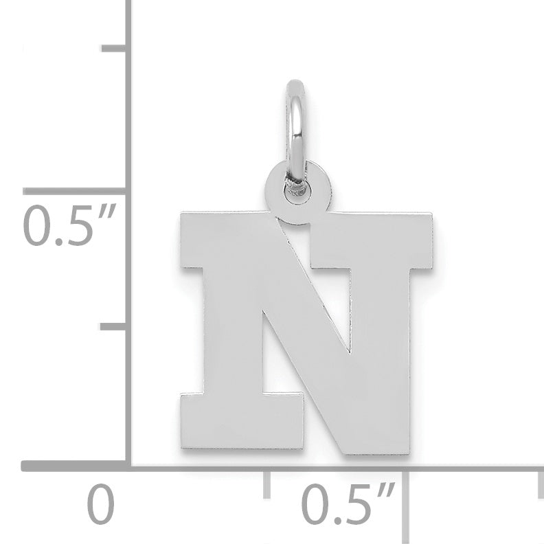 10k White Gold Small Block Initial N Charm Secondary image