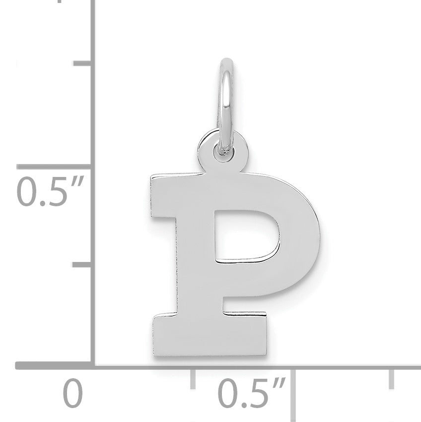 10k White Gold Small Block Initial P Charm Secondary image