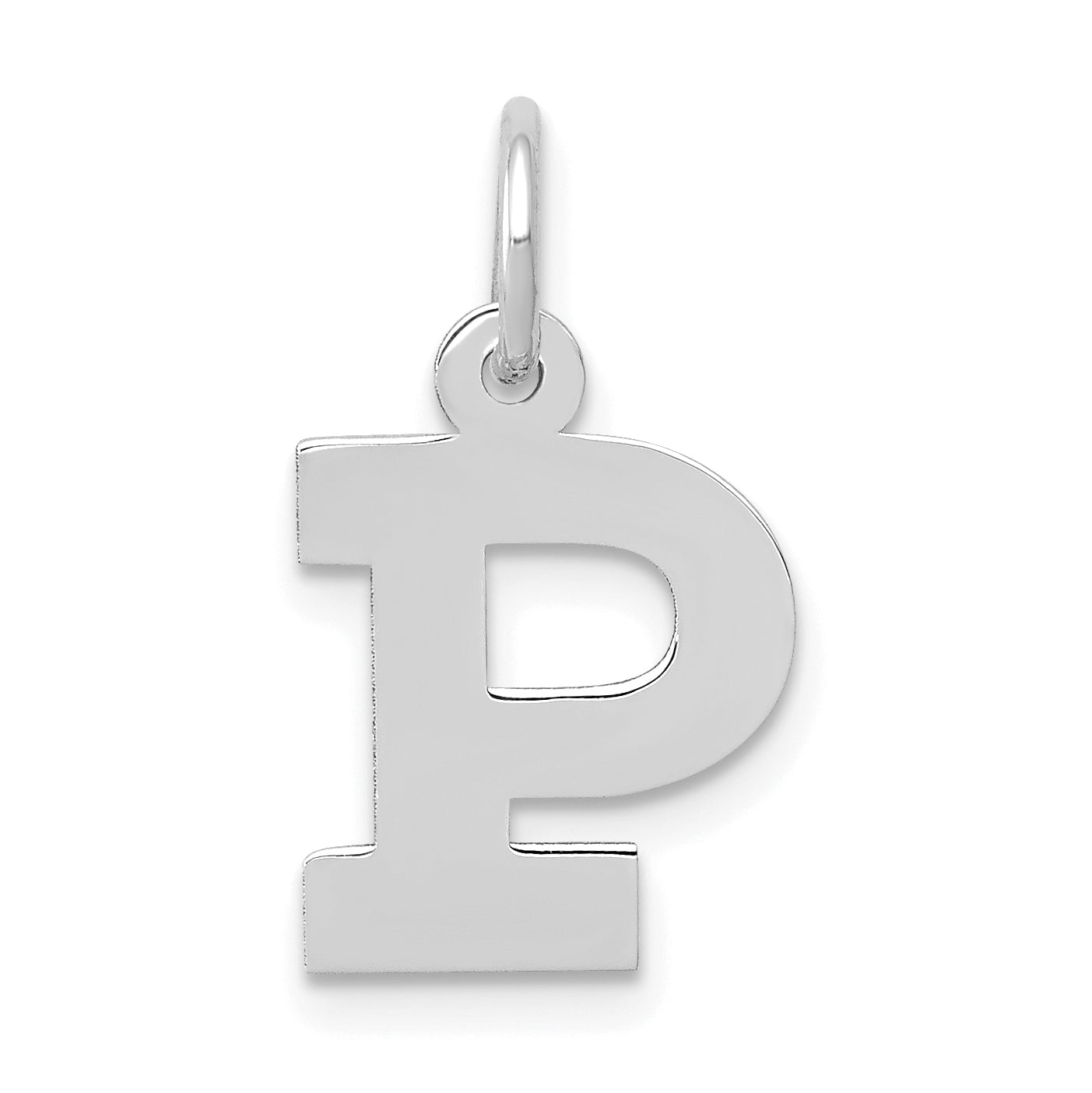 10k White Gold Small Block Initial P Charm Main image