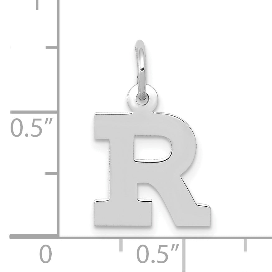 10k White Gold Small Block Initial R Charm Secondary image