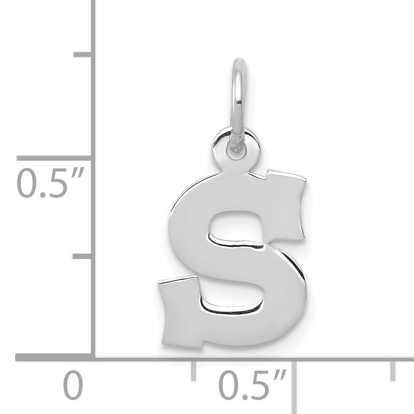 10k White Gold Small Block Initial S Charm Secondary image