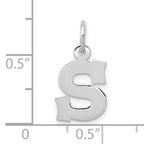 10k White Gold Small Block Initial S Charm