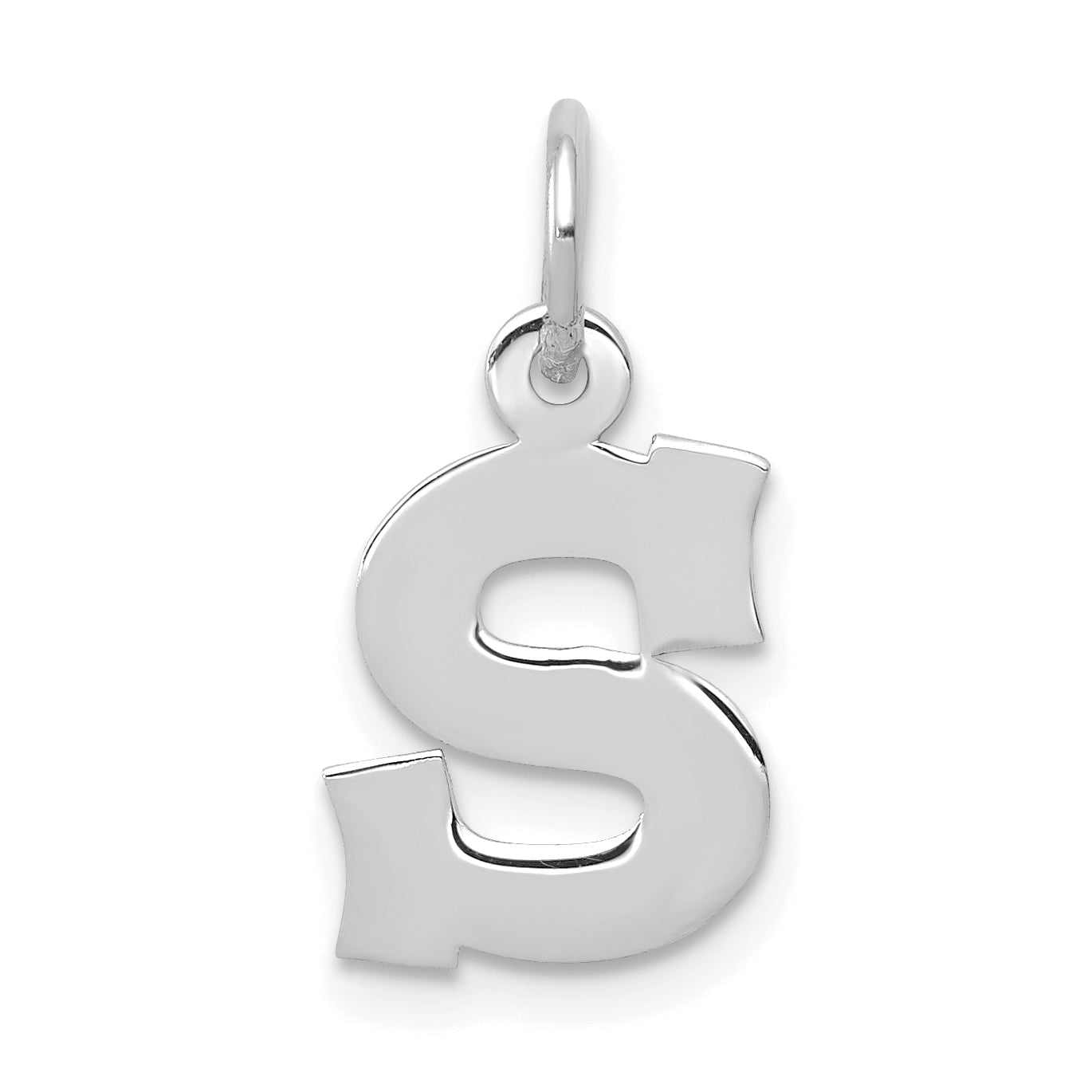 10k White Gold Small Block Initial S Charm Main image