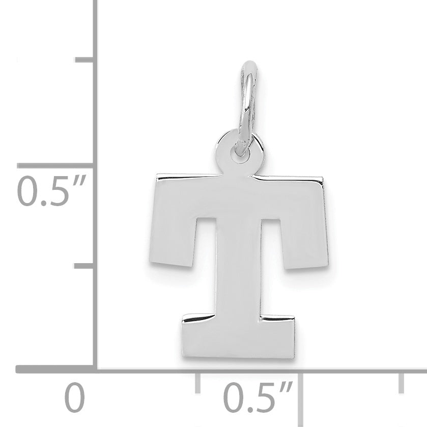 10k White Gold Small Block Initial T Charm Secondary image