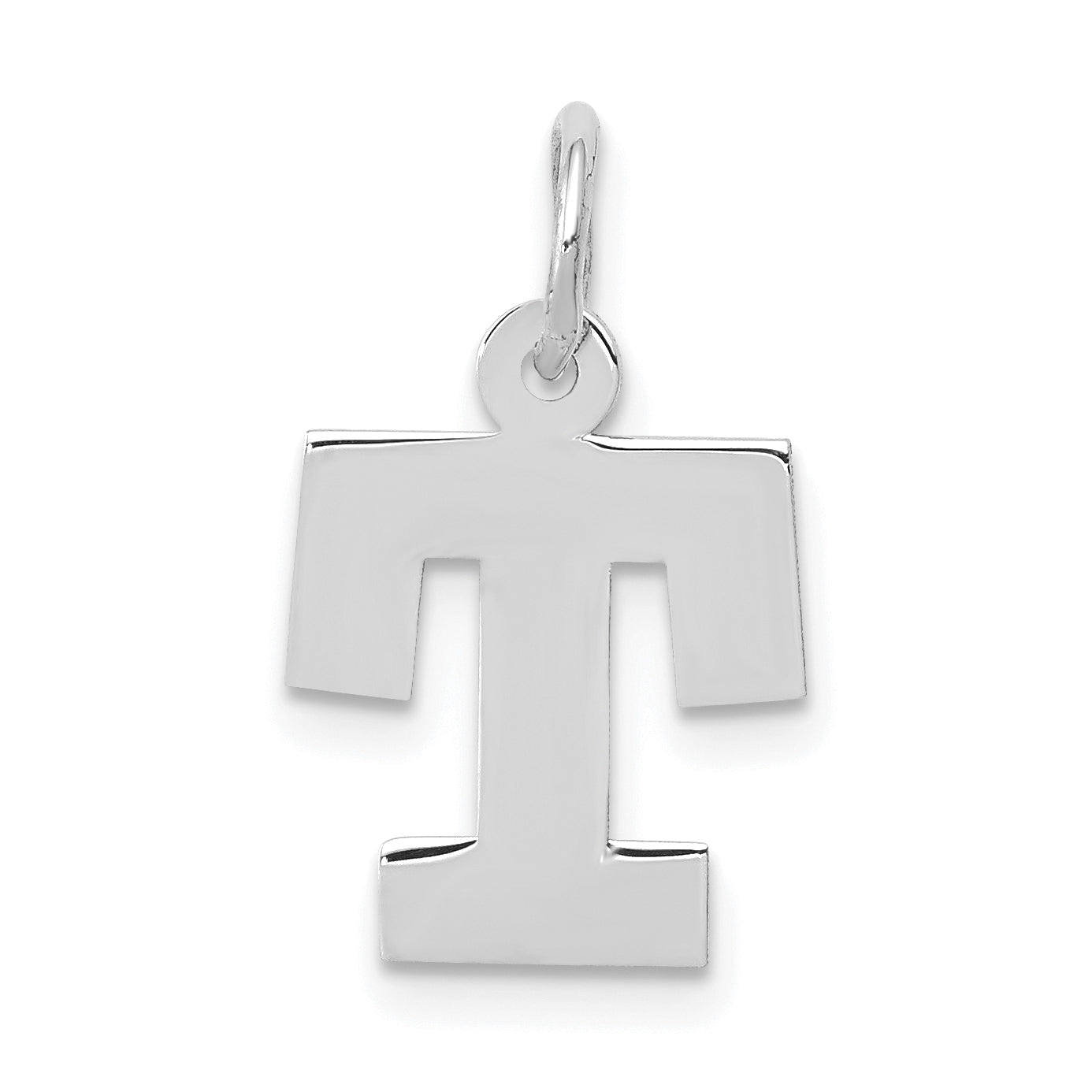 10k White Gold Small Block Initial T Charm Main image