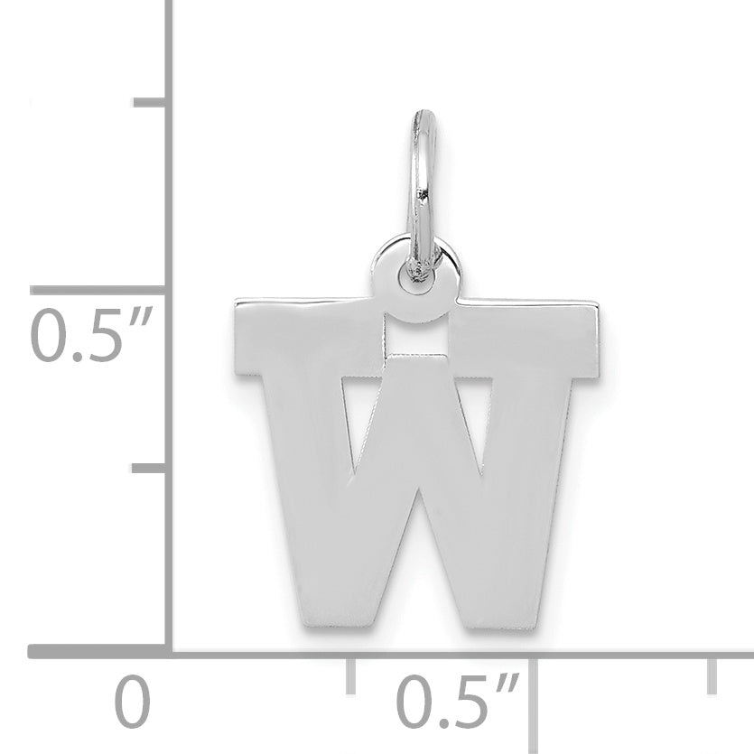 10k White Gold Small Block Initial W Charm Secondary image