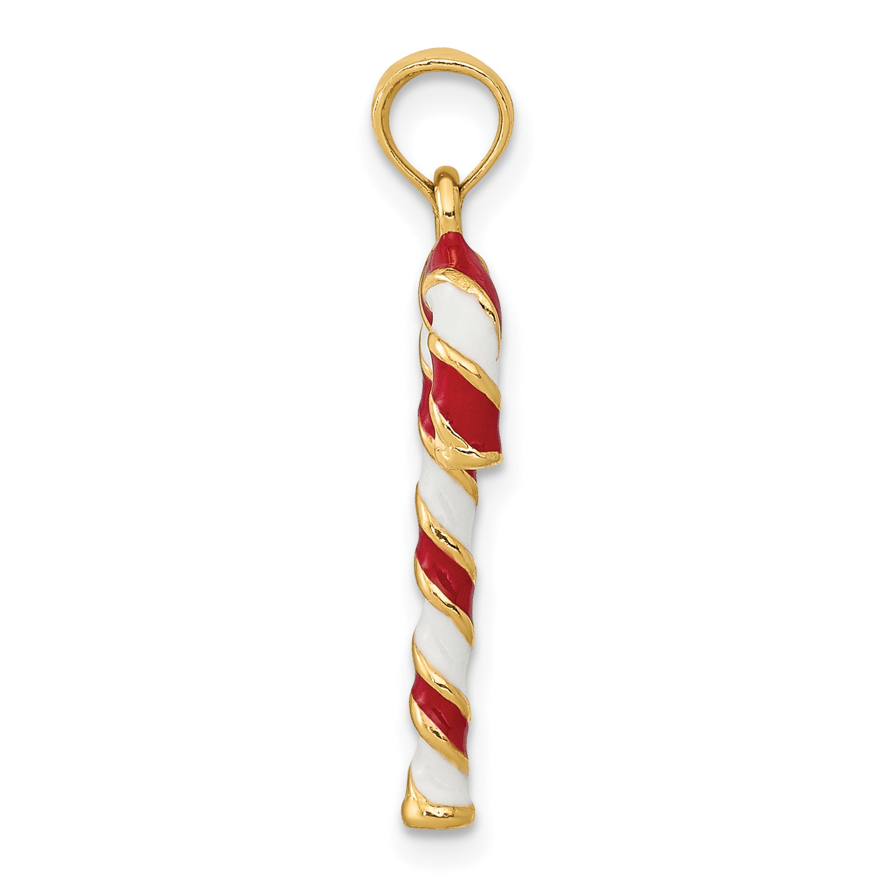 10k 3-D Enameled Candy Cane Pendant Secondary image