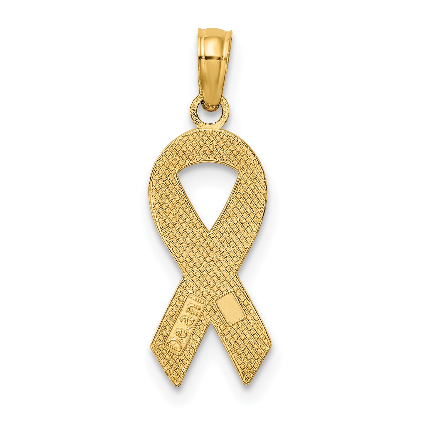 10k Pink Enameled Awareness Ribbon Pendant