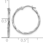 10k White Gold Polished Twisted Hoops