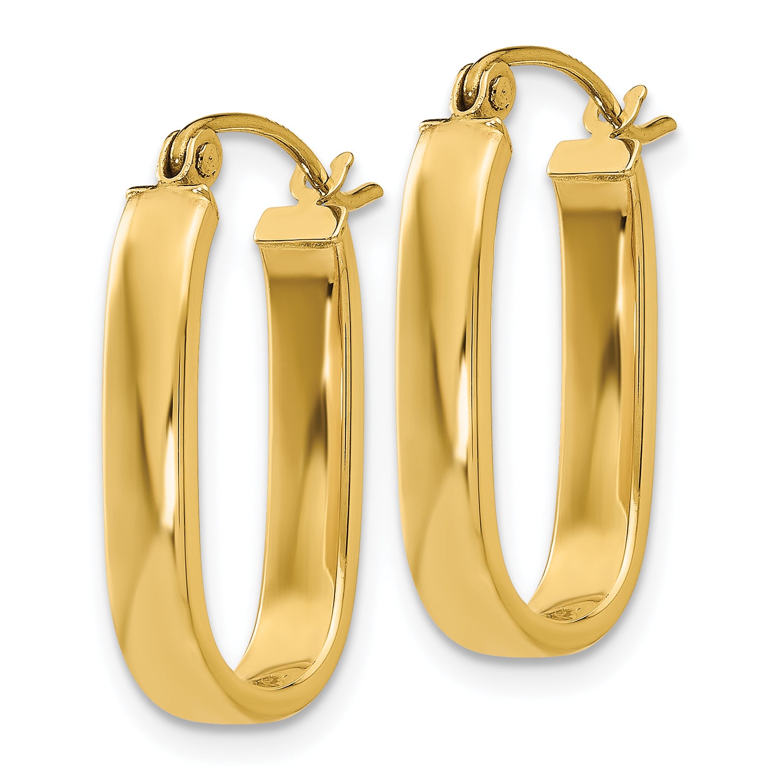 10K Polished 3.5mm Oval Hoop Earrings Secondary image