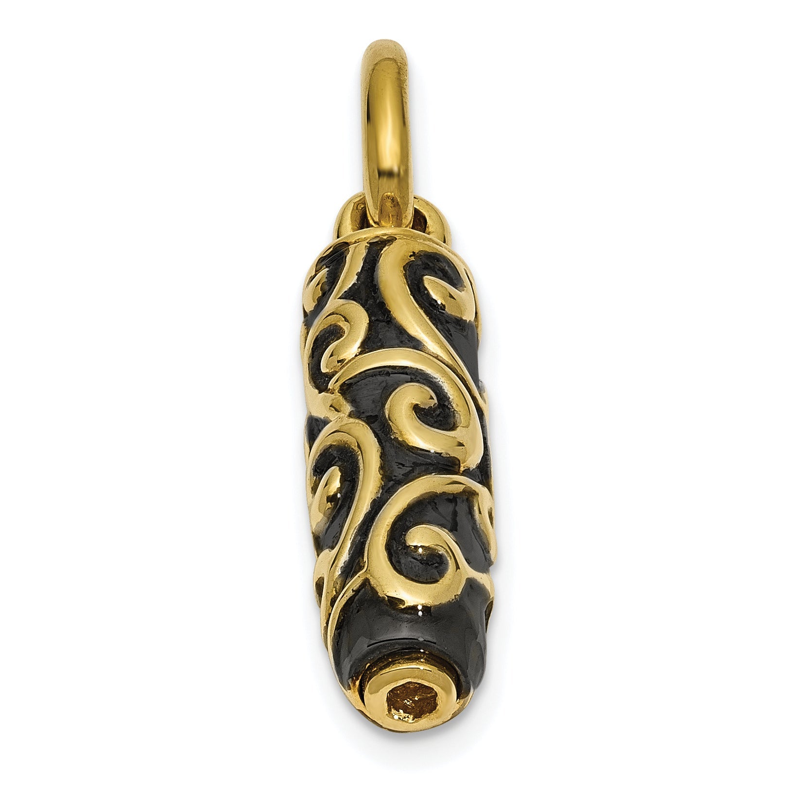 Beautiful 10K Gold Unisex Remembrance Cylinder Ash Holder Pendant With Polished Finish | Sophia Jewelers
