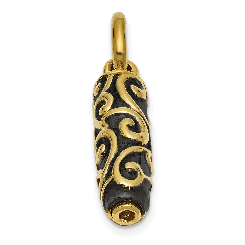 Beautiful 10K Gold Unisex Remembrance Cylinder Ash Holder Pendant With Polished Finish | Sophia Jewelers