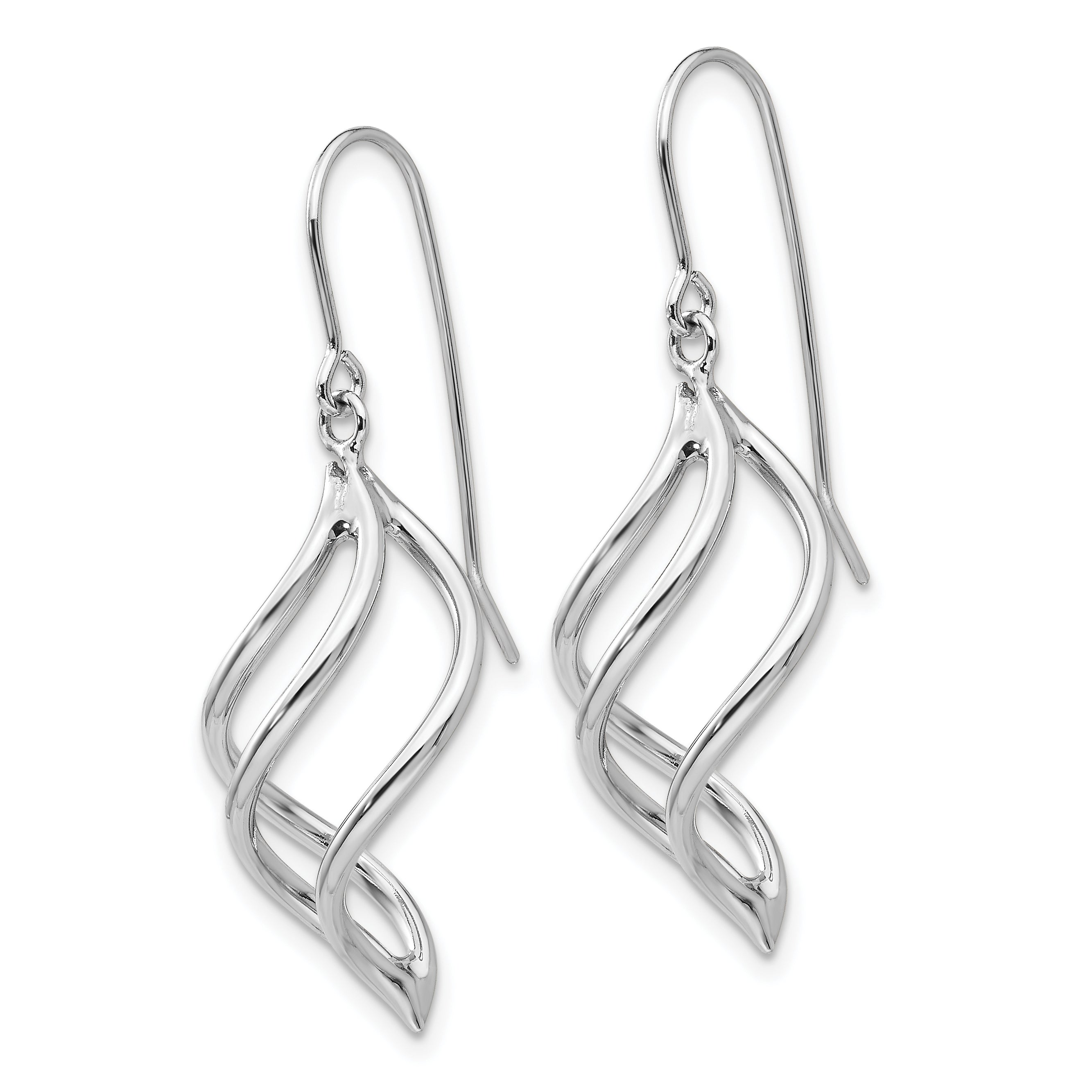 10k White Gold Swirl Dangle Earrings Secondary image