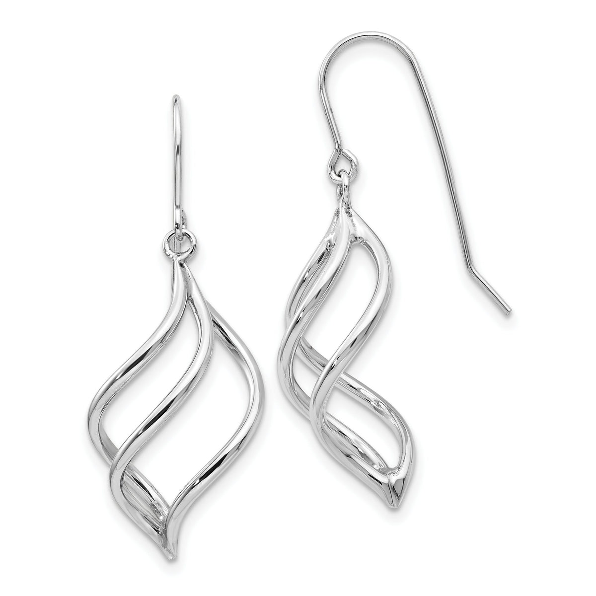 Short Twisted Shepherd Hook Dangle Earrings in 10K White Gold - Sophia Jewelers Main image