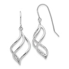10k White Gold Swirl Dangle Earrings