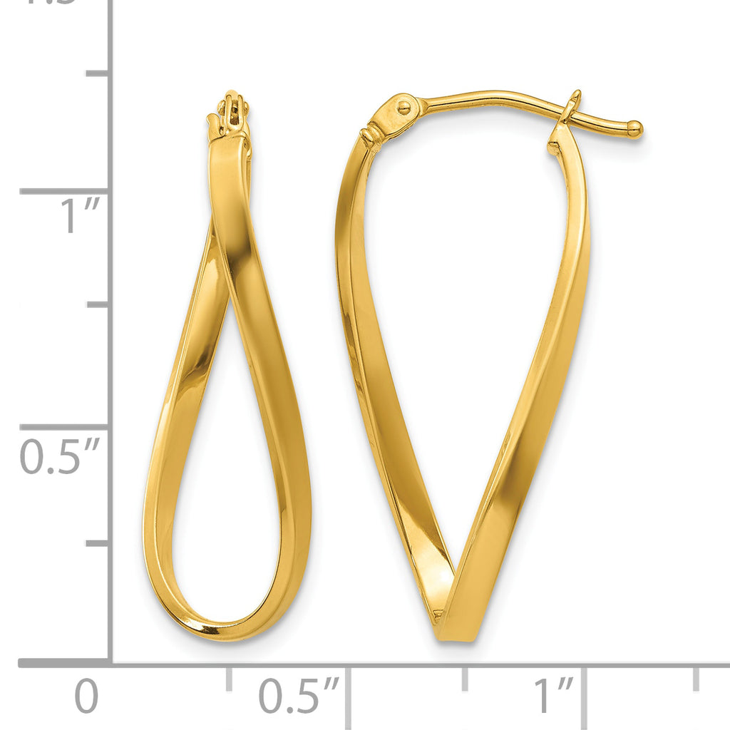 Twisted Hoop Earrings in 10K Yellow Gold, 12.75x28mm - Sophia Jewelers