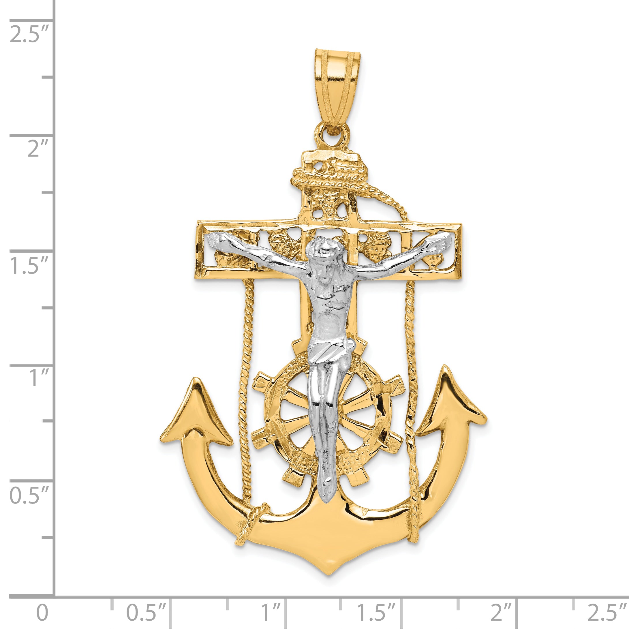 10k Two-tone Mariner's Crucifix Pendant Secondary image