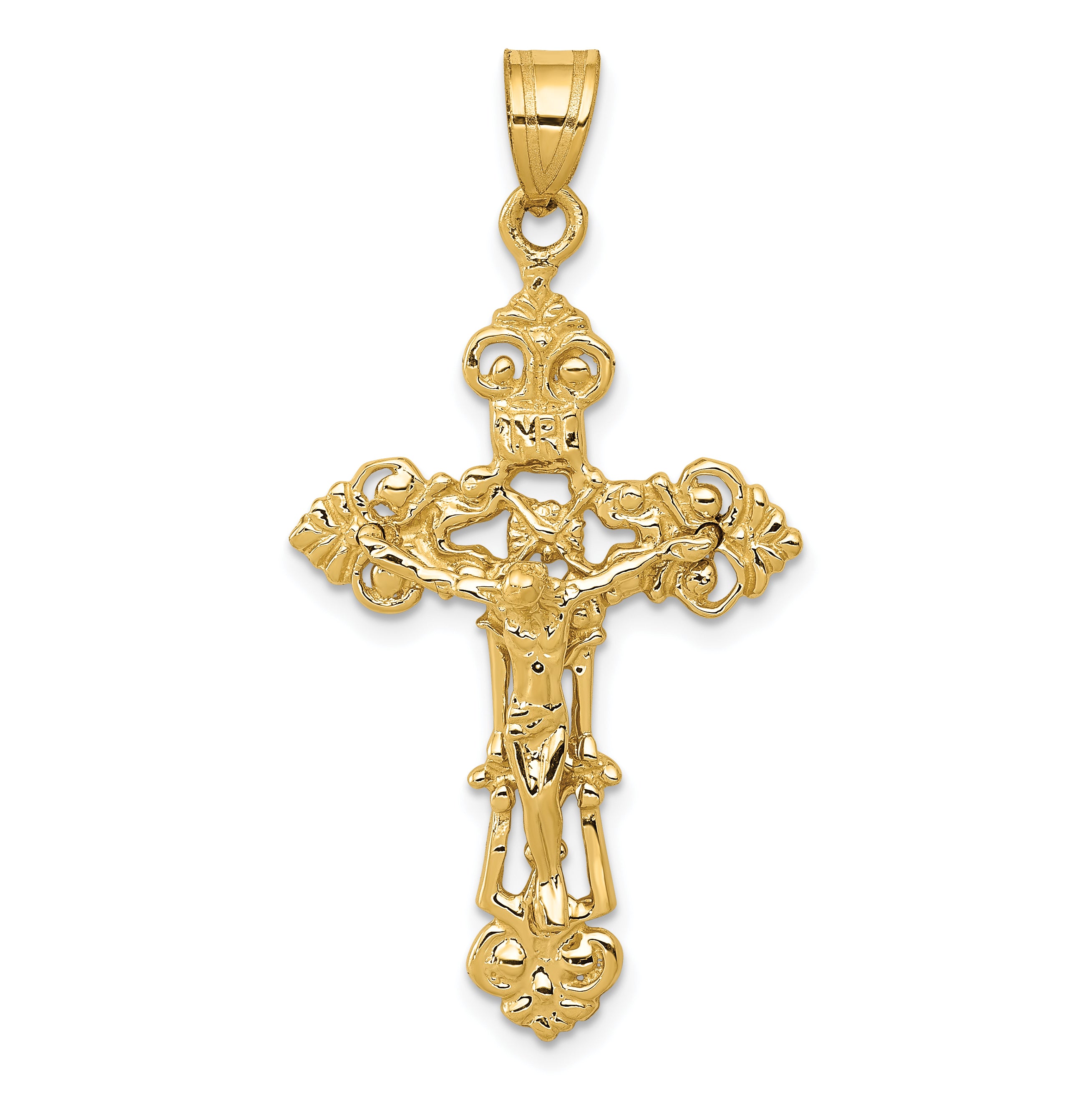 10k INRI Fleur De Lis Crucifix Pendant Main image