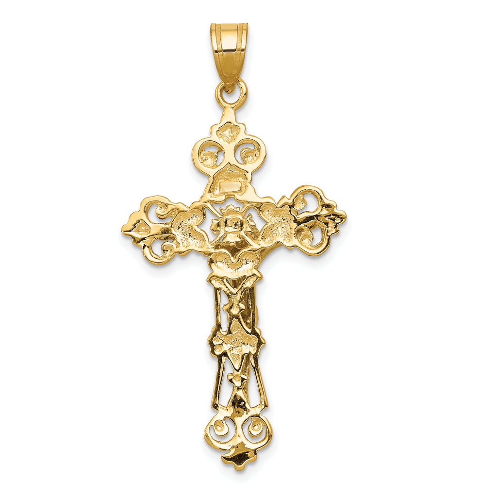 10k INRI Fleur De Lis Crucifix Pendant