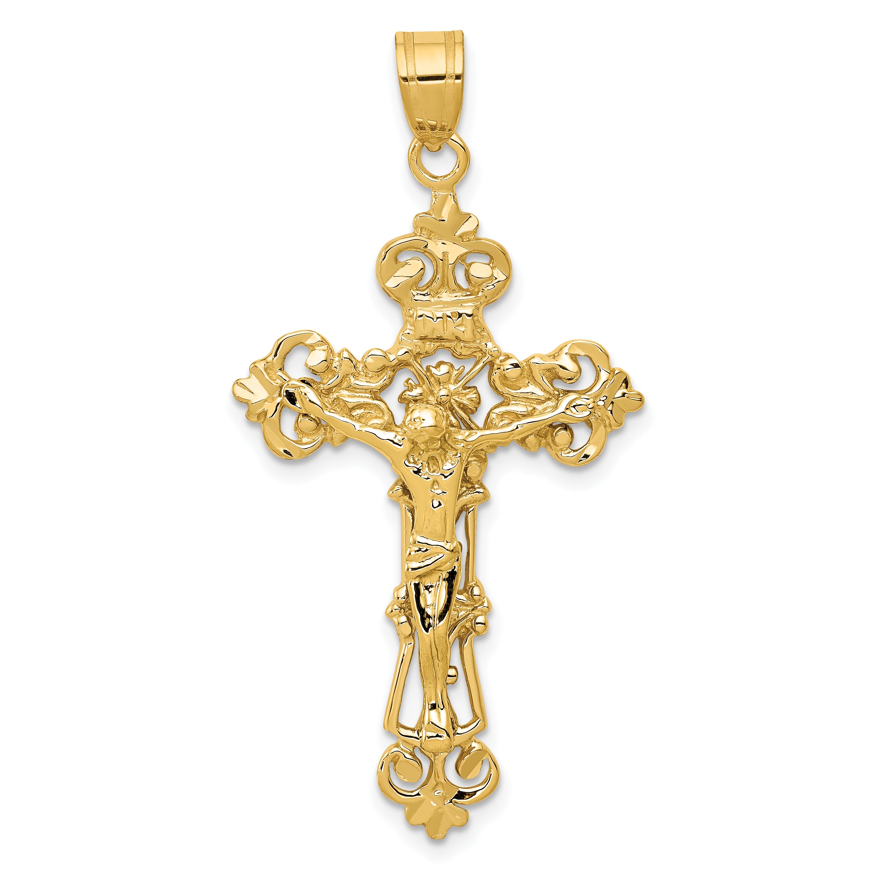 10k INRI Fleur De Lis Crucifix Pendant Main image