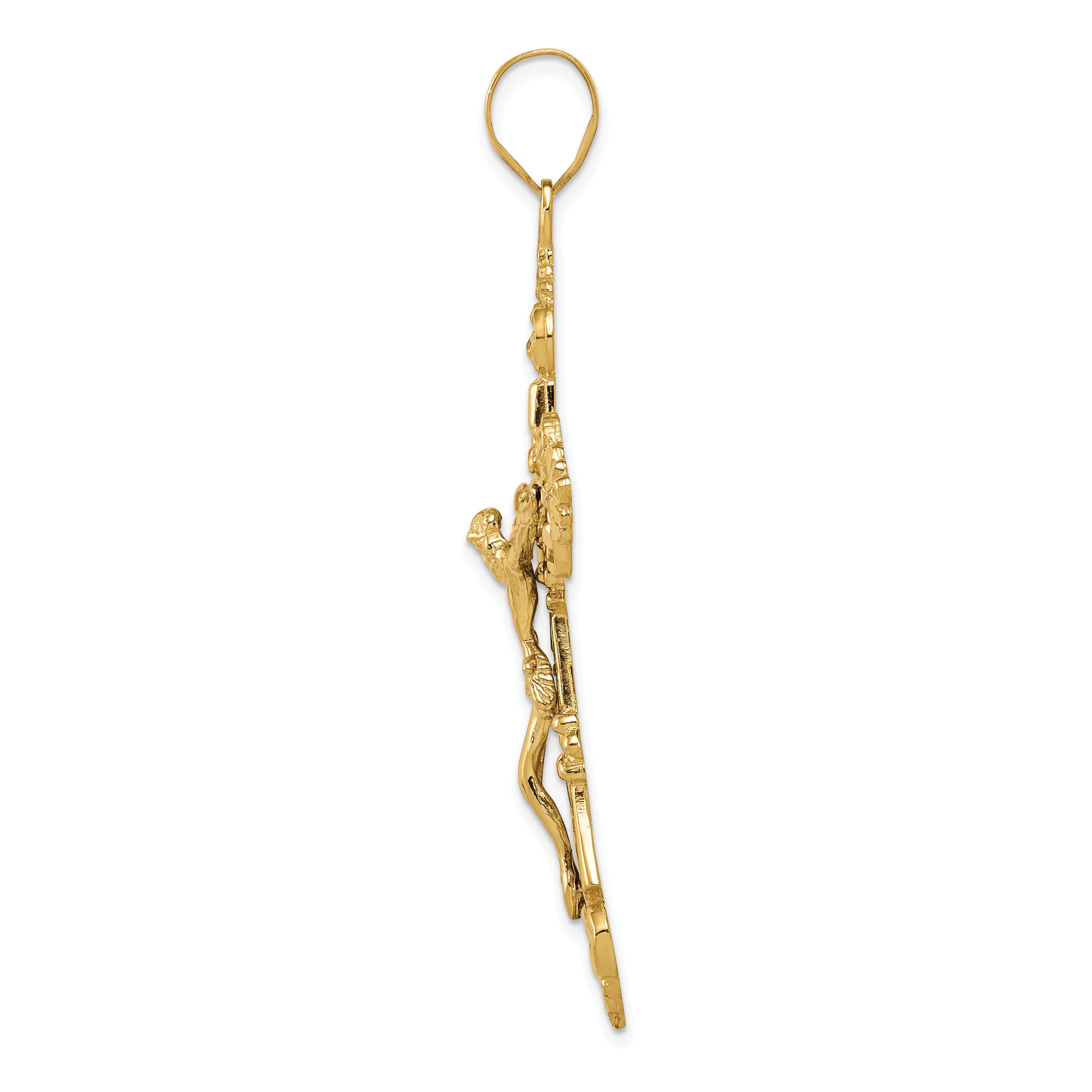 10k INRI Fleur De Lis Crucifix Pendant Secondary image