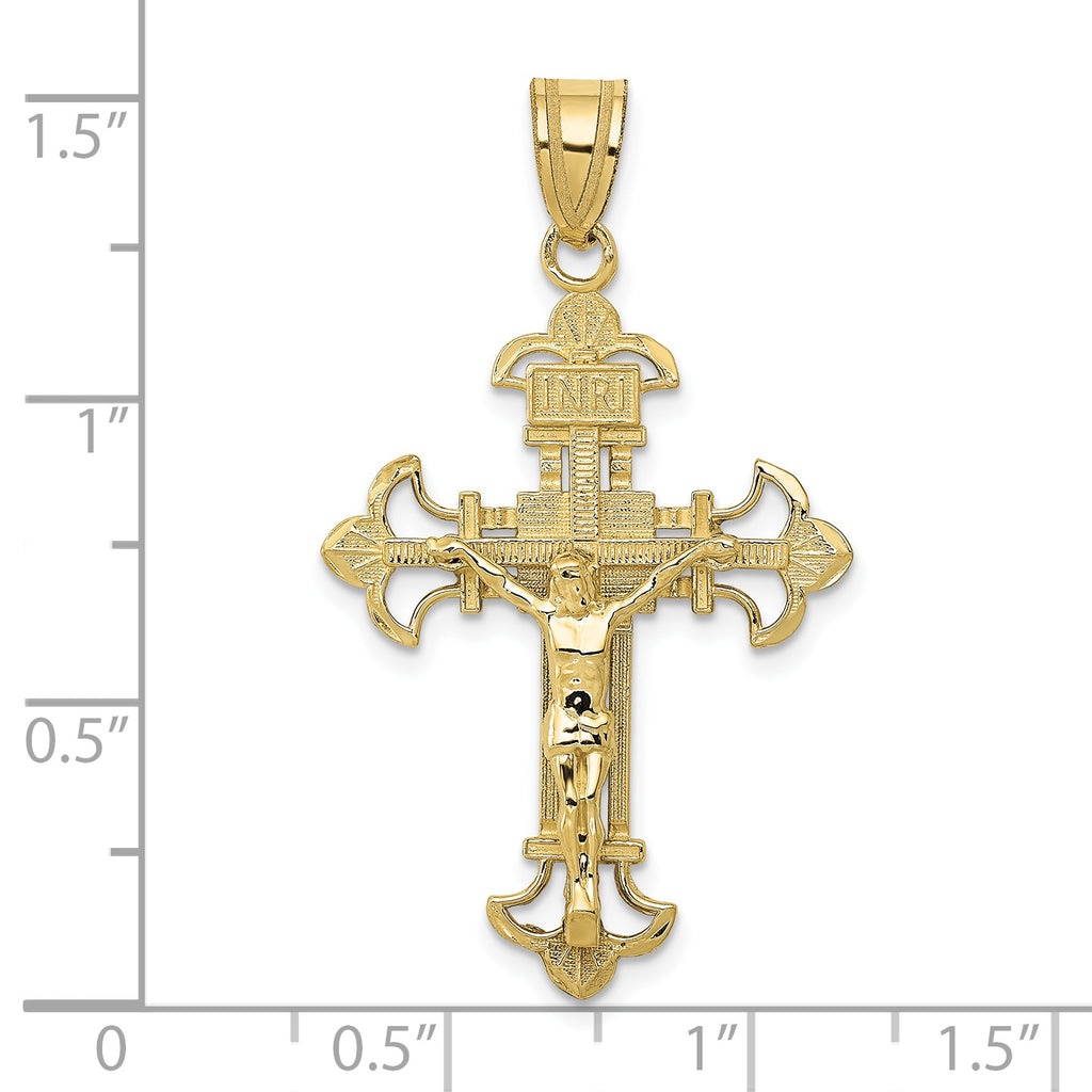 10k INRI Fleur De Lis Crucifix Pendant