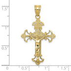 10k INRI Fleur De Lis Crucifix Pendant