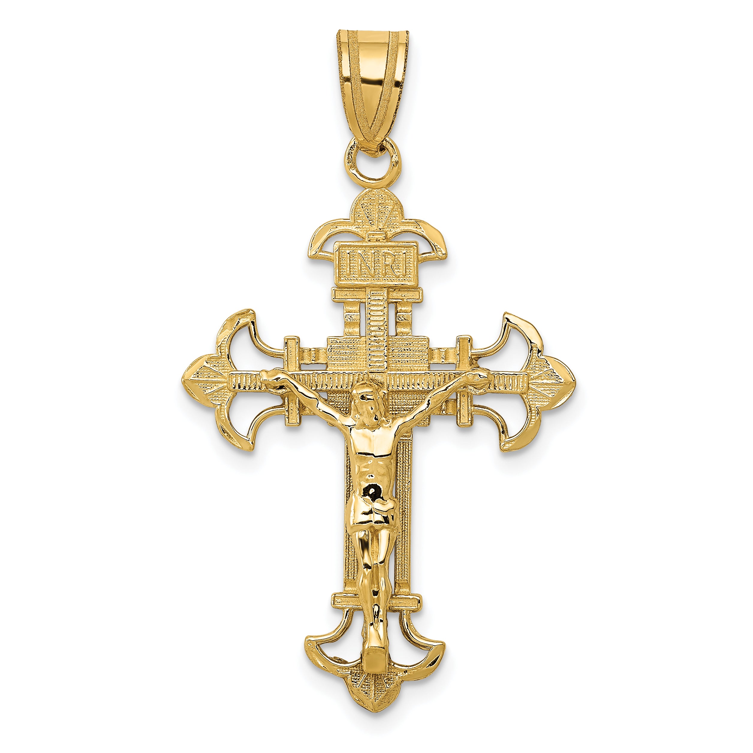 10k INRI Fleur De Lis Crucifix Pendant Main image