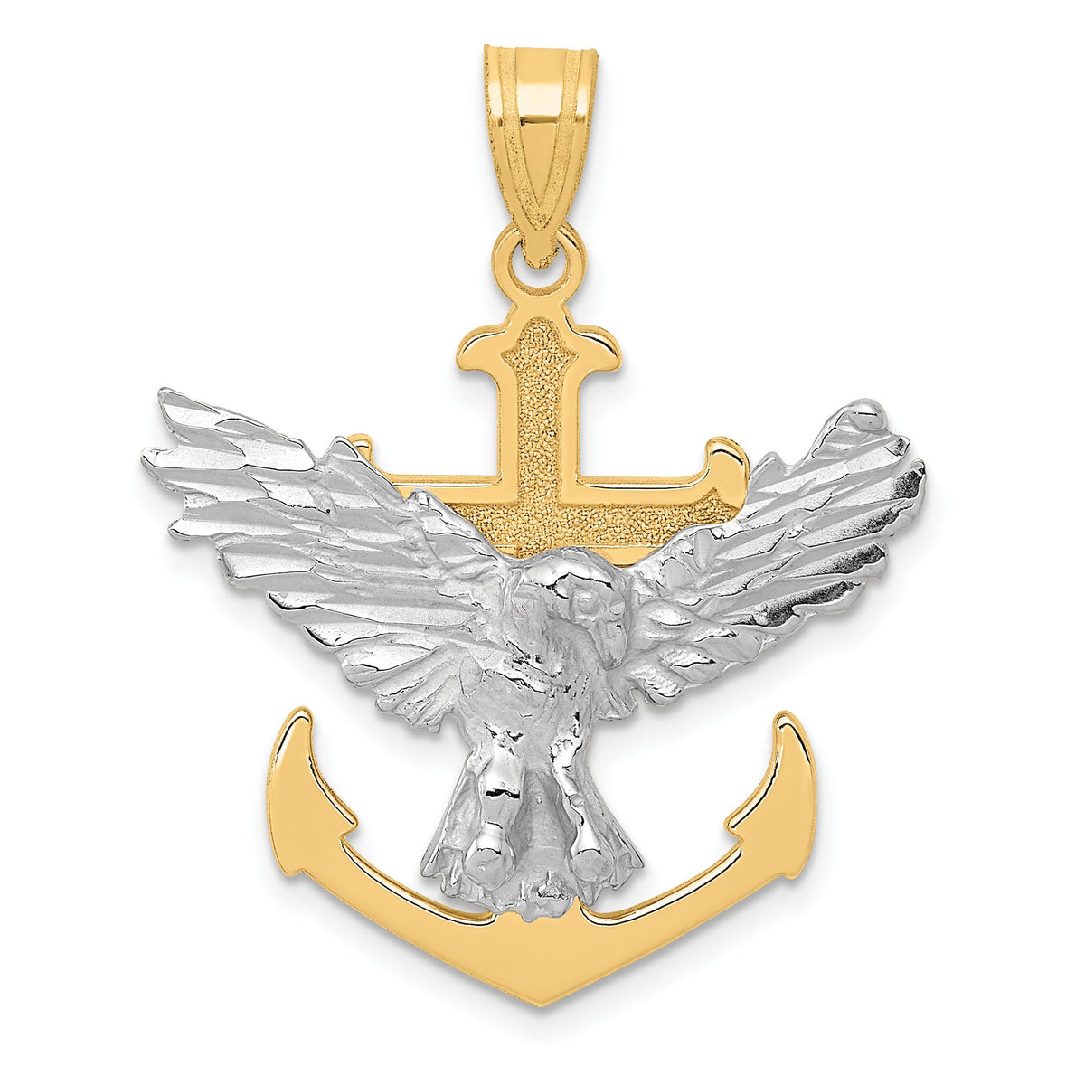 Mariner's Cross with Eagle Pendant in 10K Two-Tone Gold, 35mm - Sophia Jewelers Main image