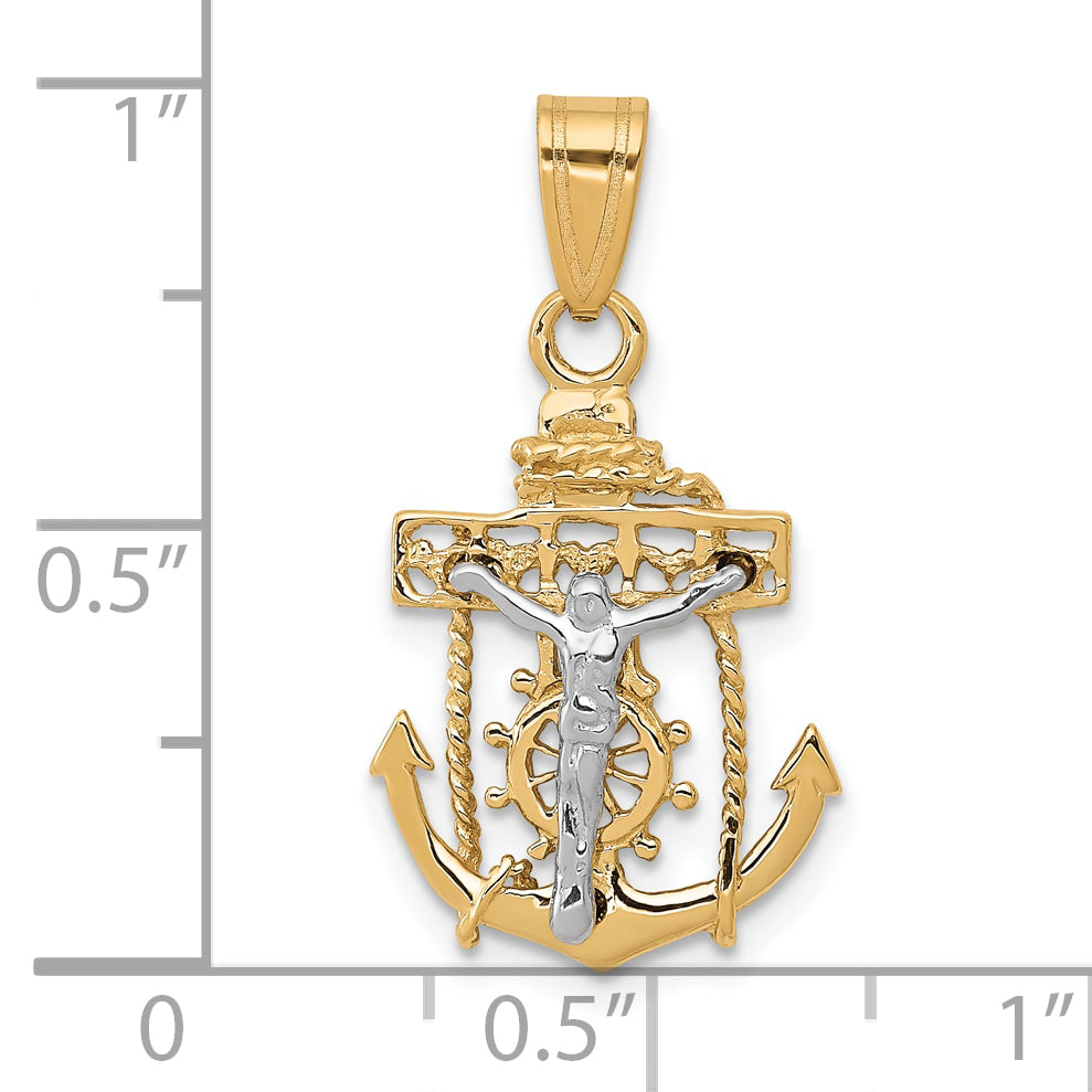 10k Two-tone Mariners Cross Pendant Secondary image
