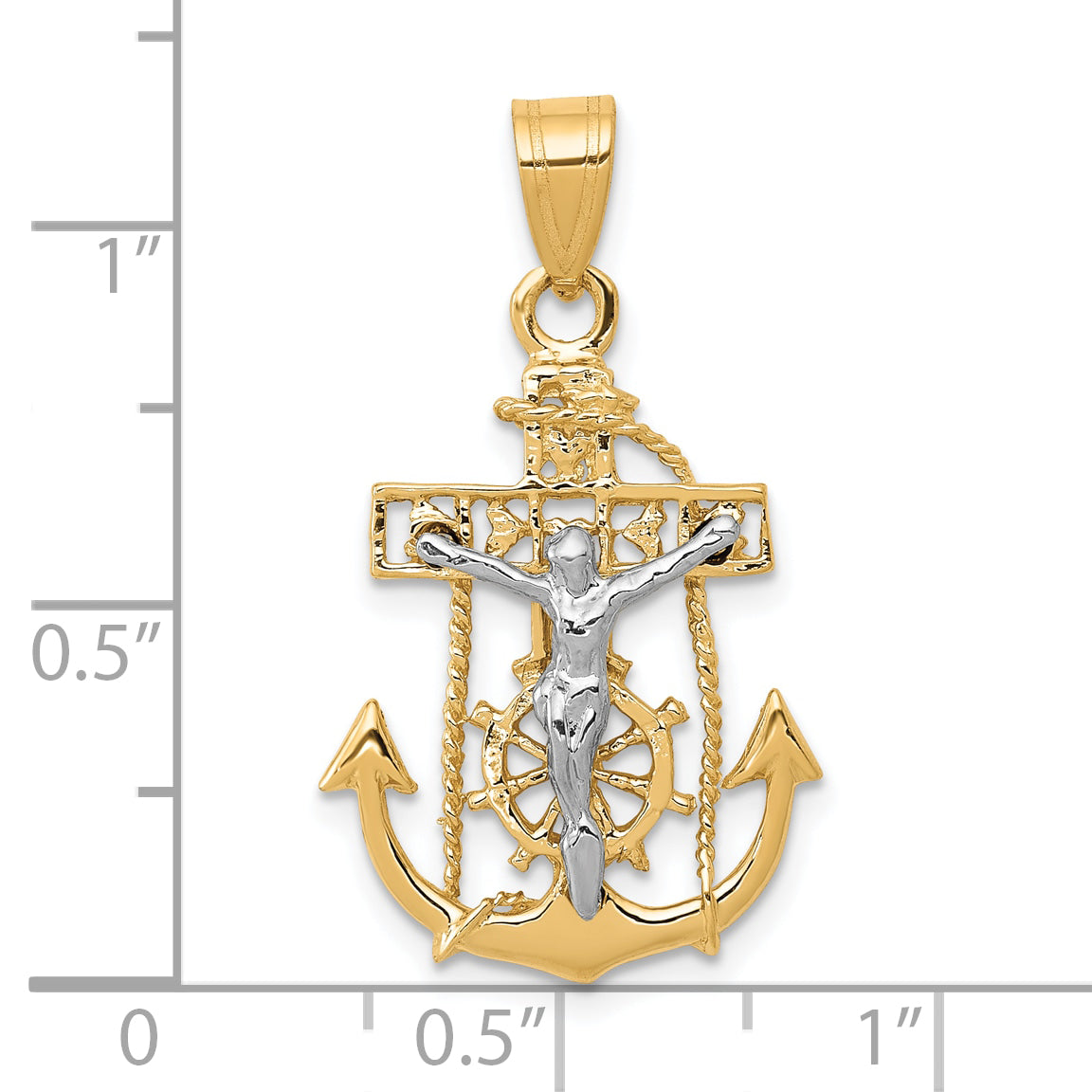 10k Two-tone Mariners Cross Pendant Secondary image