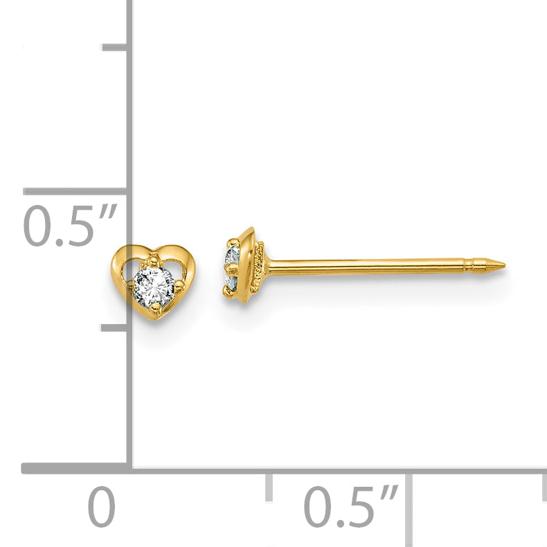 Inverness 14k Polished Heart With .03ct Diamond Post Piercing Earrings