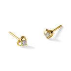 Heart Diamond Piercing Stud Earrings in 14K Yellow Gold, 3.8mm (.03 ct. tw.) - Sophia Jewelers