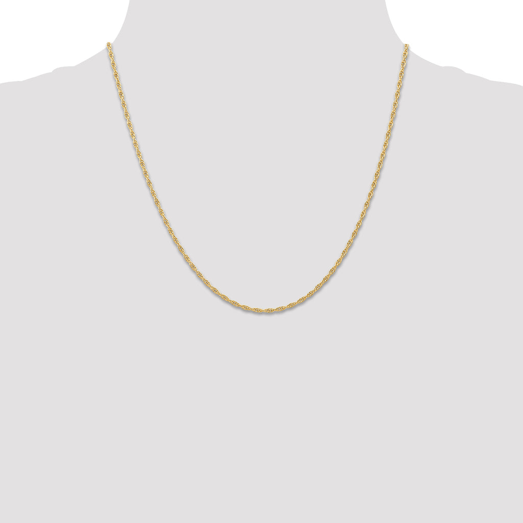 14K 20 inch Carded 1.55mm Cable Rope with Spring Ring Clasp Chain