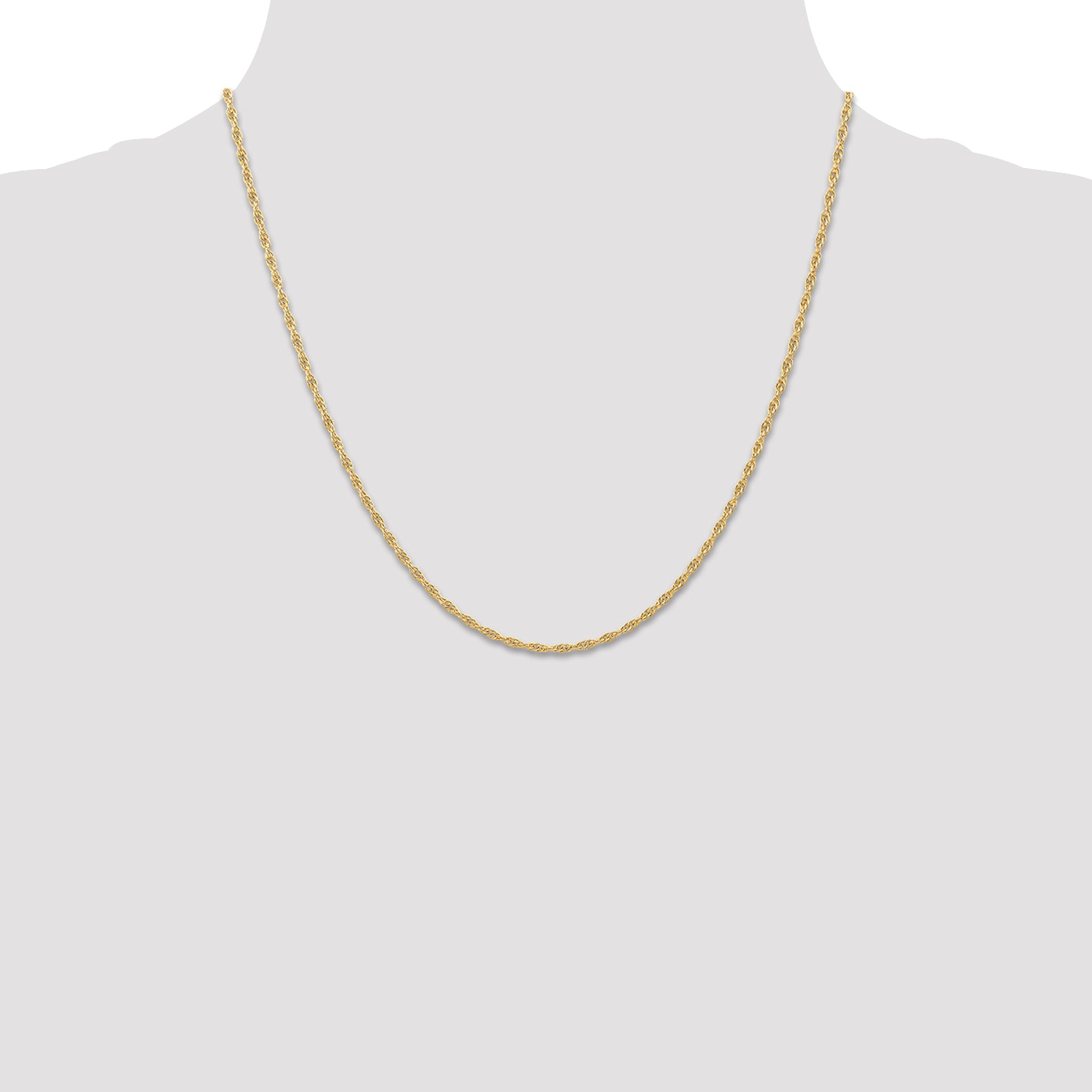 14K 20 inch Carded 1.55mm Cable Rope with Spring Ring Clasp Chain