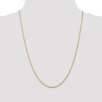 14K 24 inch Carded 1.55mm Cable Rope with Spring Ring Clasp Chain