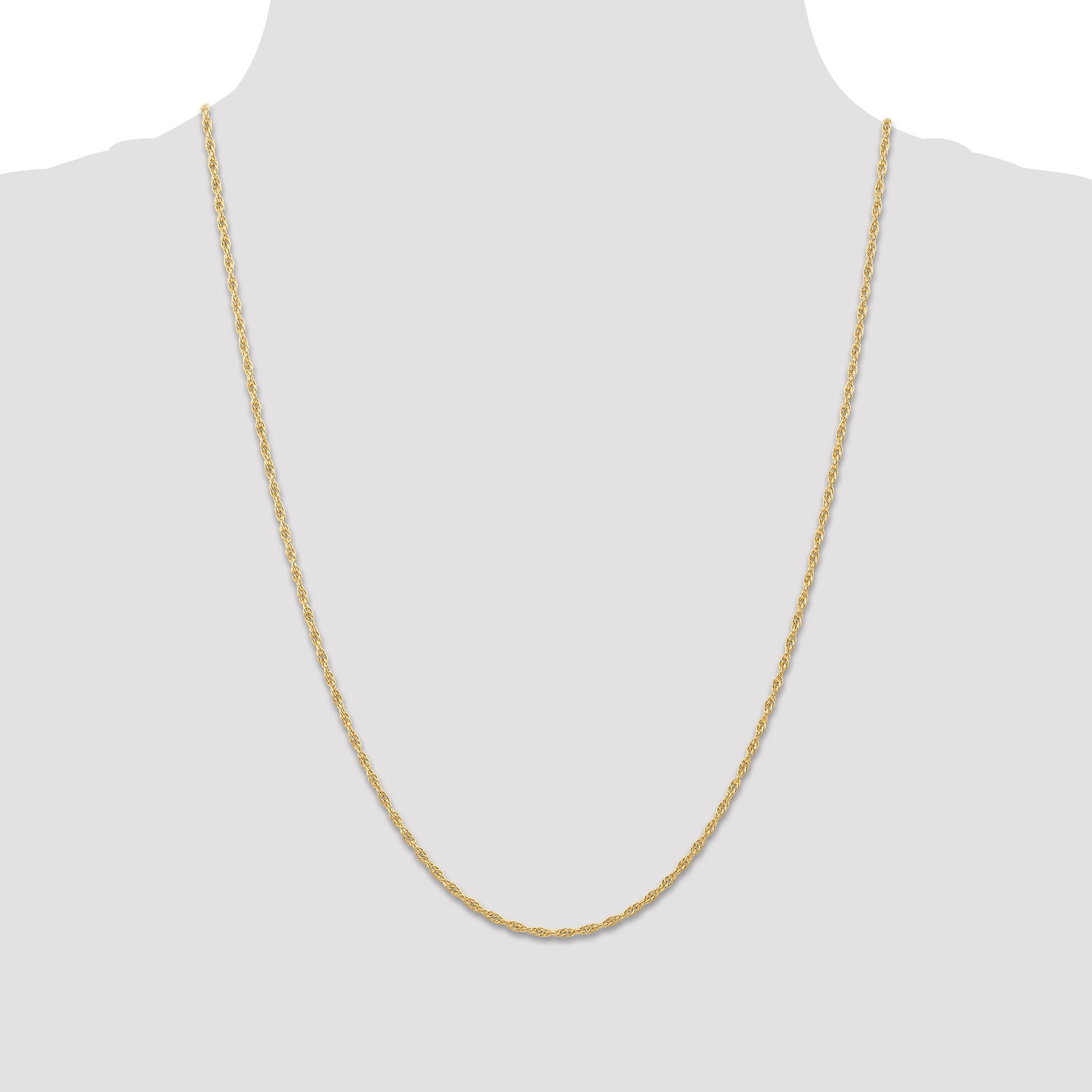 14K 24 inch Carded 1.55mm Cable Rope with Spring Ring Clasp Chain