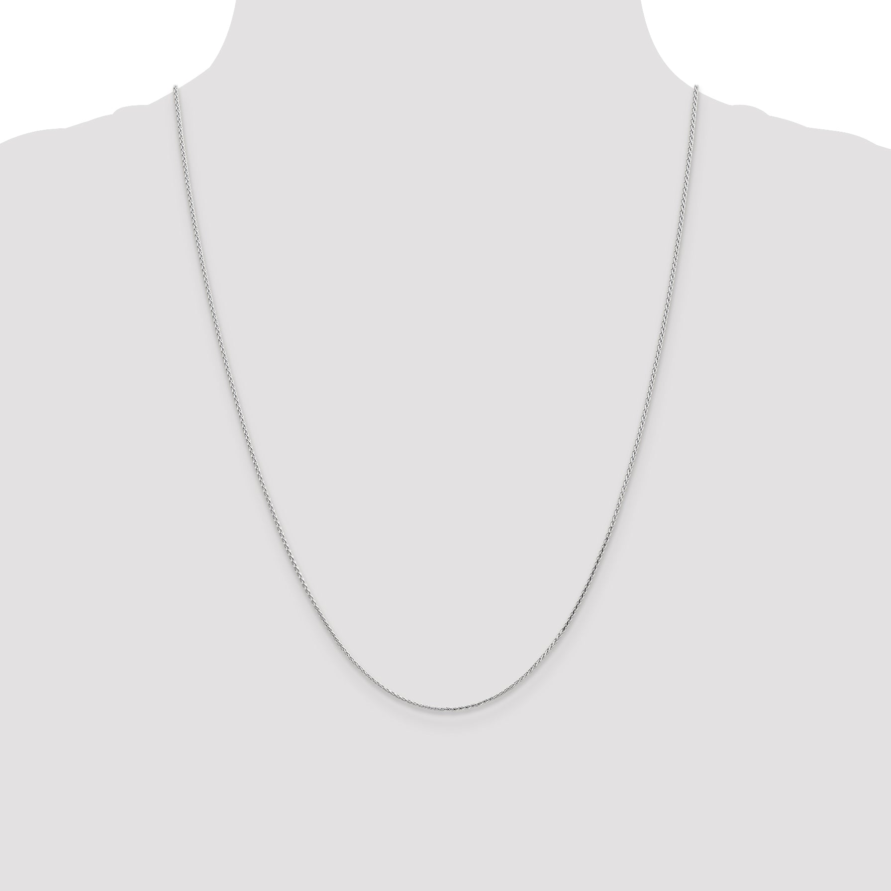 14K White Gold 1.0mm D/C Wheat Chain