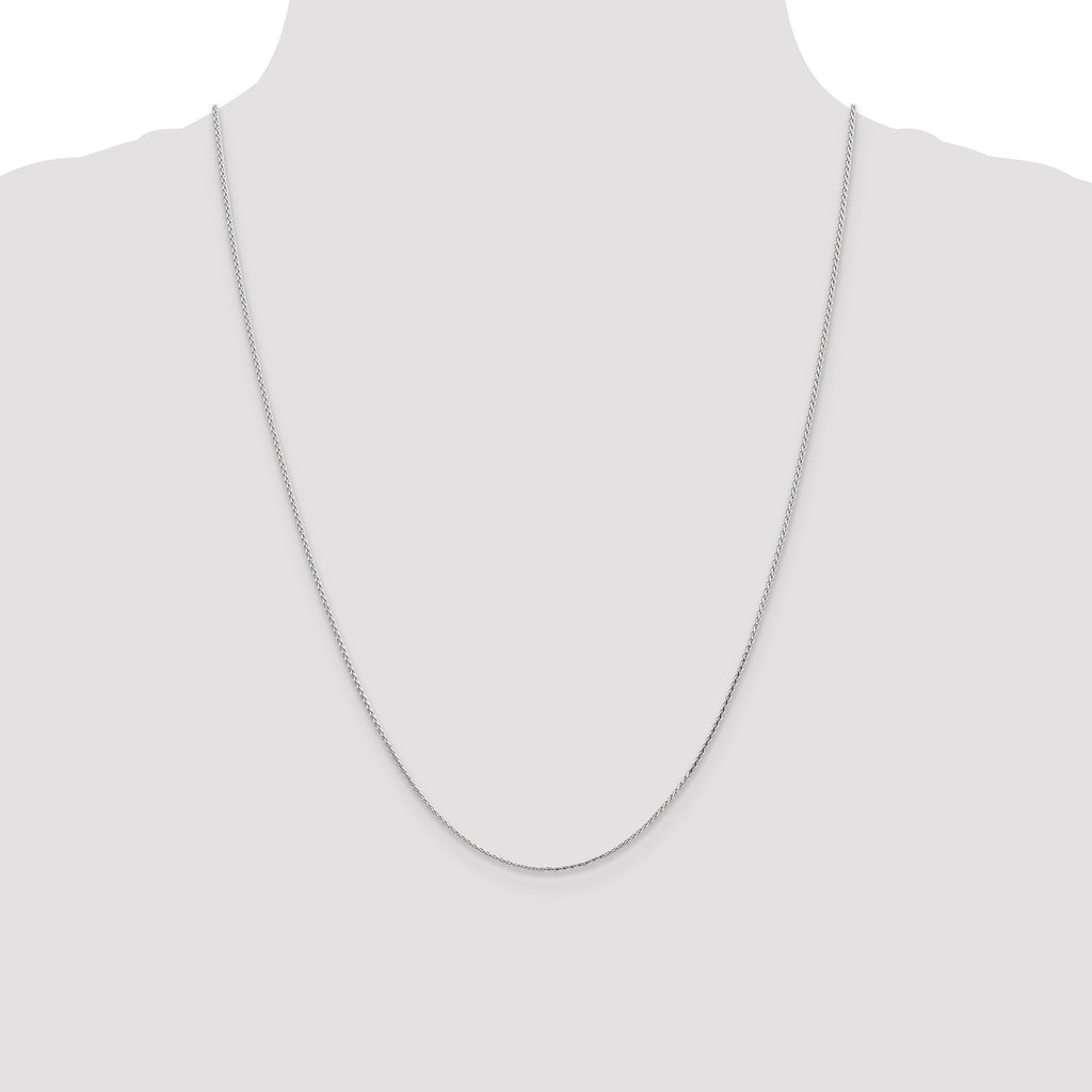14K White Gold 1.0mm D/C Wheat Chain