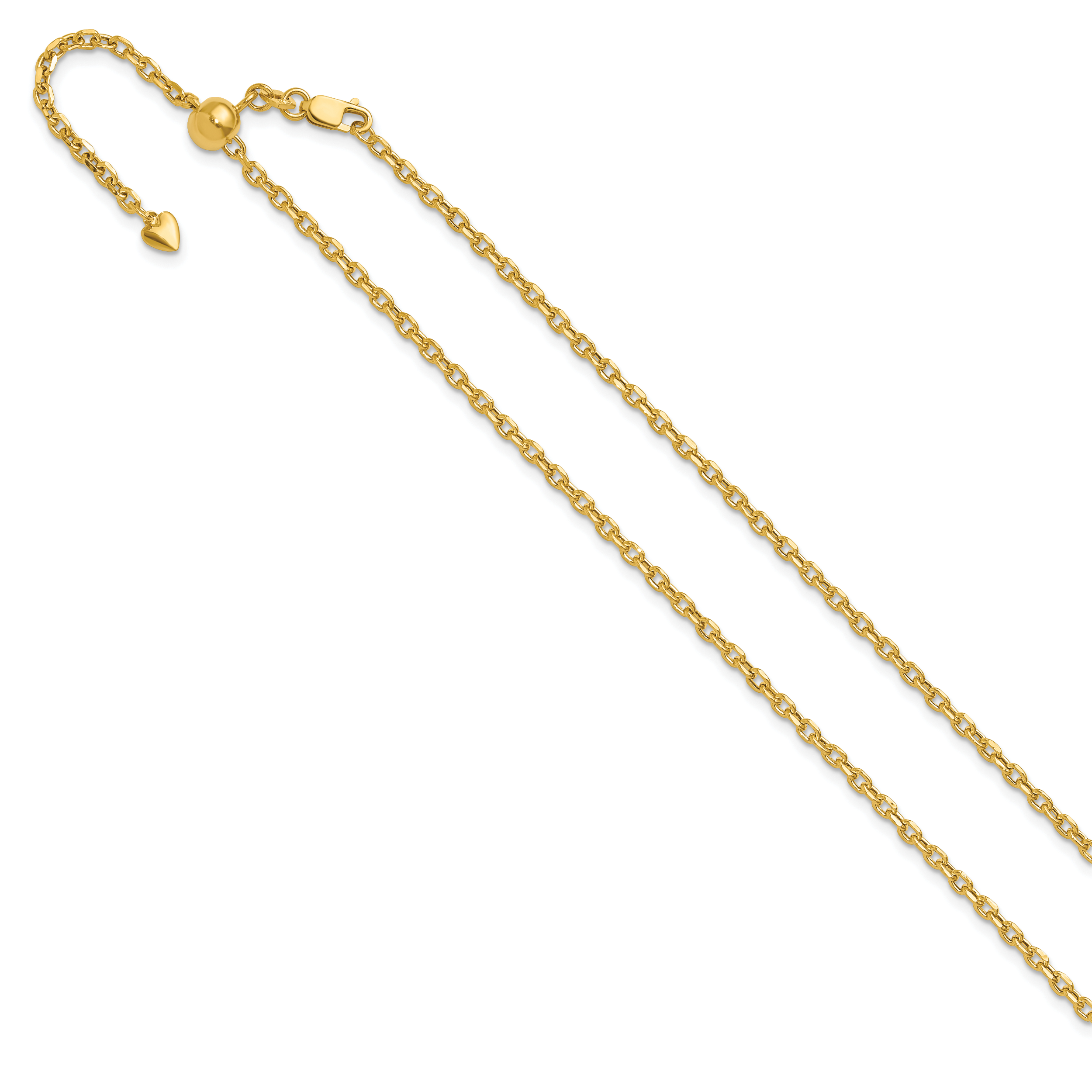 14K Adjustable 2.5mm Semi-Solid D/C Cable Chain Secondary image