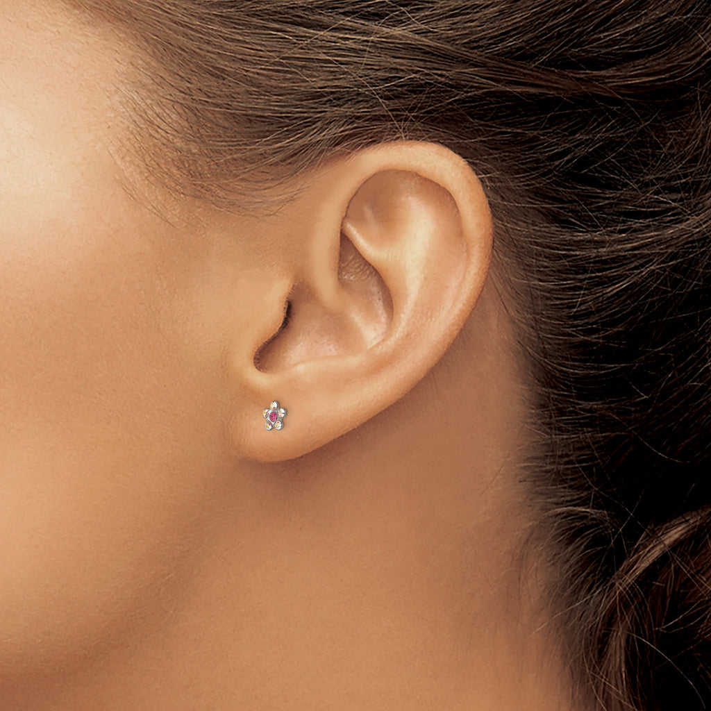 Inverness Stainless Steel Clear/Rose Crystal Post Earrings