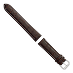 DeBeer 12mm Brown Crocodile Grain Leather with White Stitching and Silver-tone Buckle 6.75 inch Watch Band - View 2