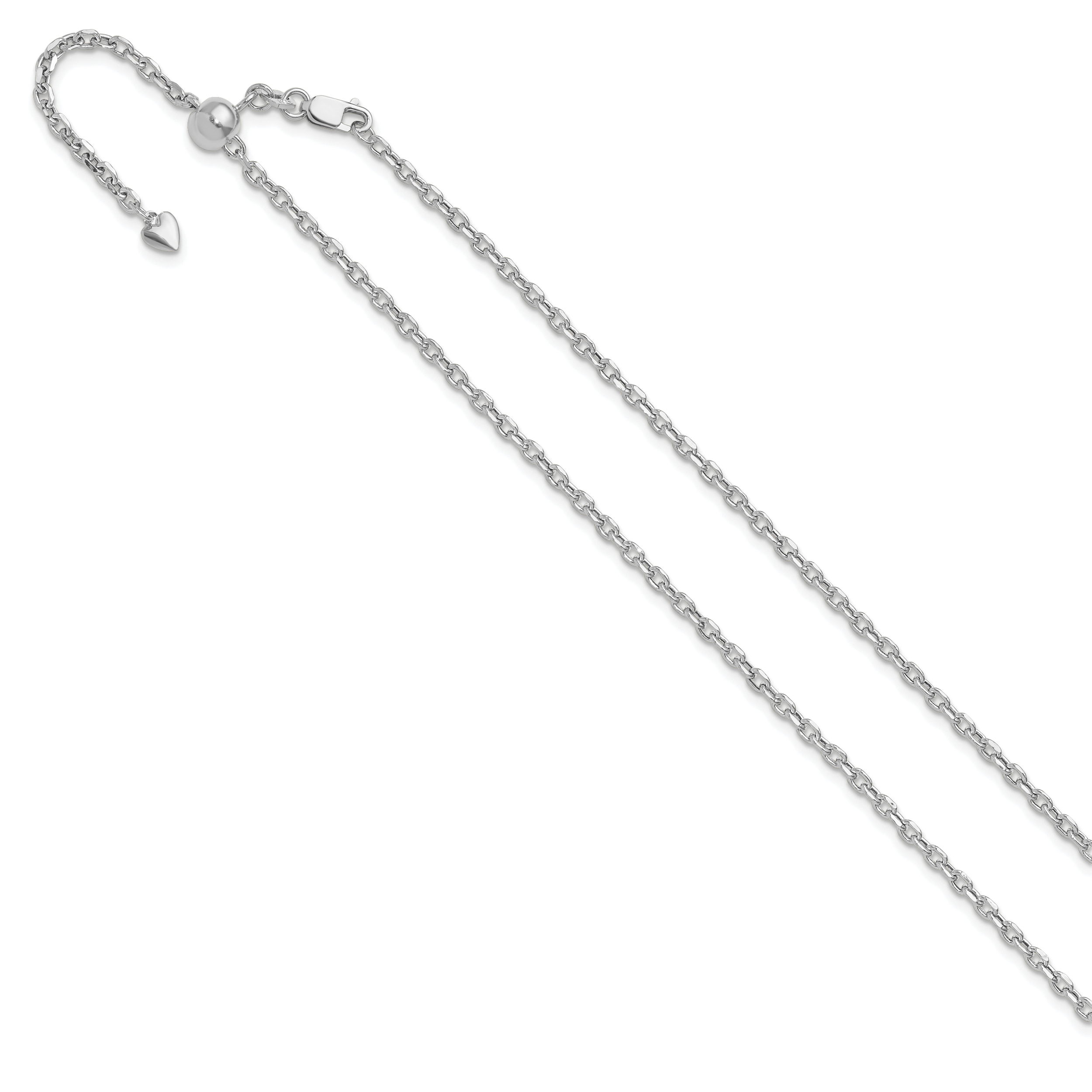 14K White Gold Adjustable 2.5mm Semi-Solid D/C Cable Chain Secondary image