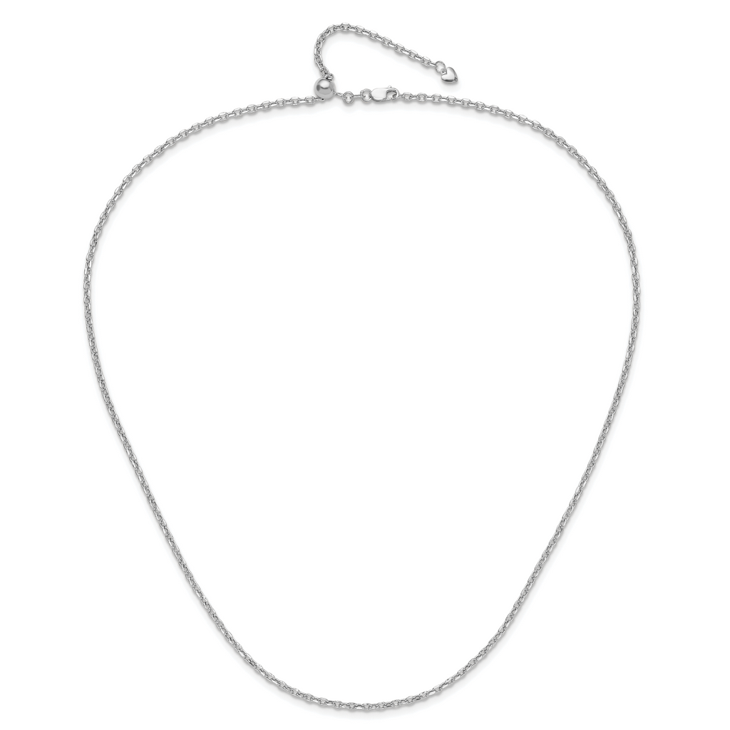 14K White Gold Adjustable 2.5mm Semi-Solid D/C Cable Chain